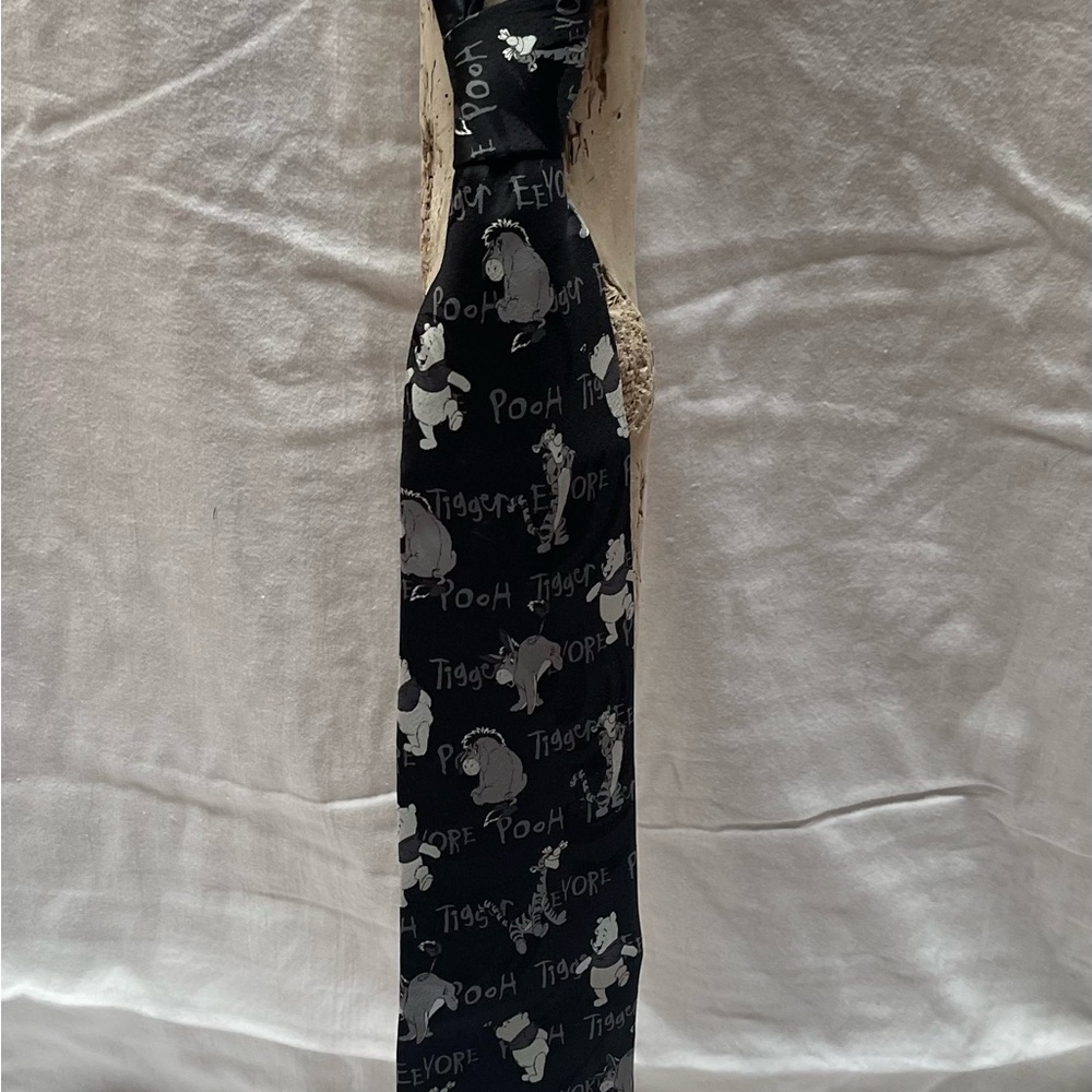 Black and Grey Tones Winnie the Pooh Characters Tie